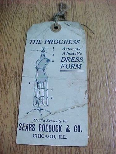 VINTAGE THE PROGRESS DRESS FORM INSTRUCTION TAG SEARS  ROEBOCK &amp; CO.