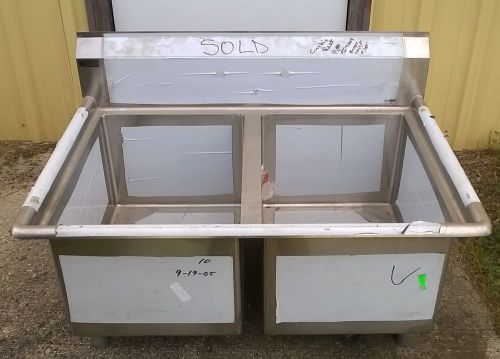 S.s.p. inc. nsf two 2 compartment steel commercial sink w/o drainboards 43&#034; long for sale