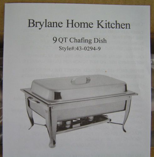 Brylane Home Kitchen 9 QT Heavy Duty Chafing Dish NEW #43-0294-9