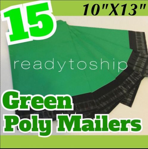 15 GREEN Poly Mailers 10X13 Self Seal Shipping Envelope Bag Couture 10&#034;X13&#034; NEW