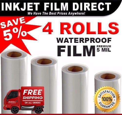 5 mil - waterproof inkjet film transparency  42&#034; x 100&#039; 4 - rolls for sale