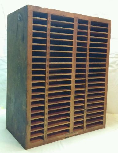 Vtg Hamilton Mfg printer Wood Cabinet storage office organizer Shadow Box antiqu
