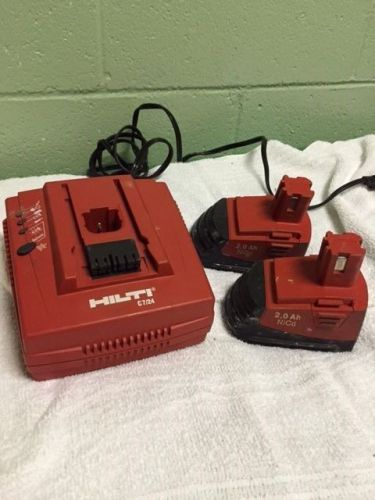 LOT Hilti C7/24 CHARGER and 2 (Two) 12 Volt BATTERIES 2.0Ah NiCd Battery