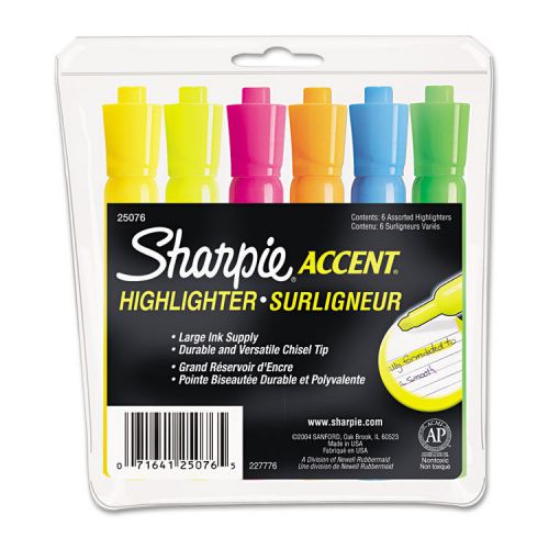 &#034;sharpie accent tank style highlighter, chisel tip, assorted colors, 6/set&#034; for sale