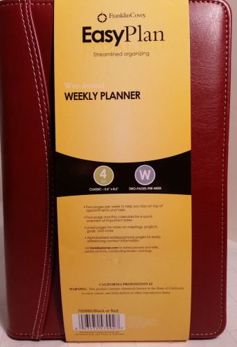 New RED Franklin Covey 766880 sz 4 EASYPLAN Wire-bound Weekly Planner