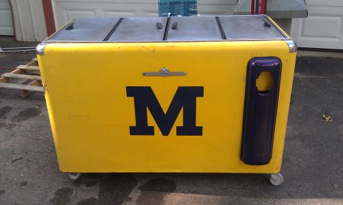 Working 1950&#039;s u of m kelvinator cooler chest with royal crown cola signs for sale