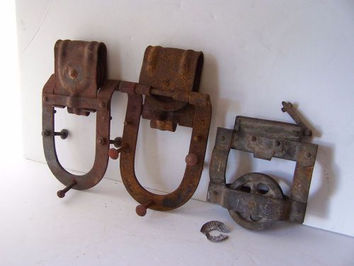 Old sliding barn door/rail hanger roller bracket hardware rustic-rusty for sale