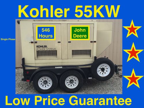 Kohler 55kw diesel generator trailer mounted genset single phase 546 hours for sale