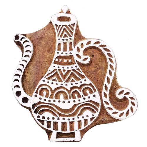 Decorative surahi stamp wooden textile printing block wood pottery stamps 3013ap for sale