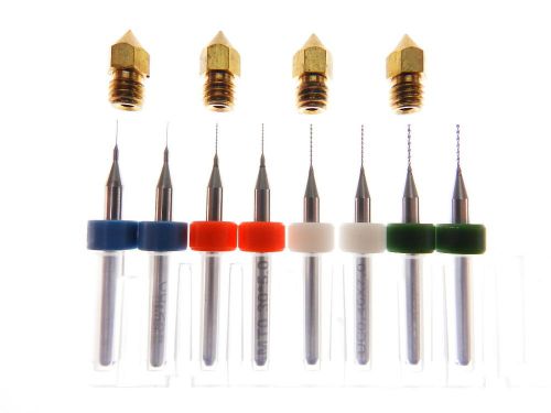 8pc .2mm  .3mm .4mm .5mm 3d printer extruder clogged nozzle bits + nozzles for sale