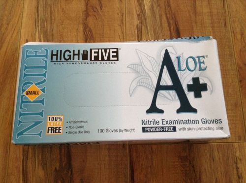 High Five Nitrile Examination Gloves Aloe +, size small-100 per box