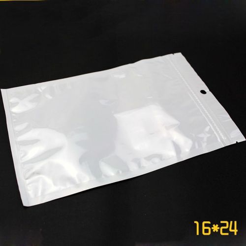 100pcs 16x24cm White Top Feed Pearl film Ziplock Bags Food Bags Pouches 6Mil