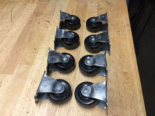 2&#034; x 15/16&#034; Rigid Plate Casters, Soft Rubber Wheels, 90 lbs Capacity - 8 Total