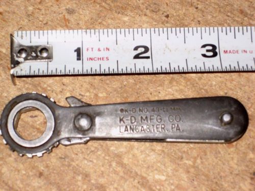 VINTAGE KD TOOLS NO. 49 11mm 6 POINT STUBBY RATCHET BOX WRENCH 3 1/2&#034; LONG
