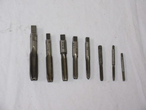 Set of Eight NC Taps: 5/8&#034;, 1/2&#034;, 7/16&#034;, 3/8&#034;, 5/16&#034;, 1/4&#034;, #10, #8