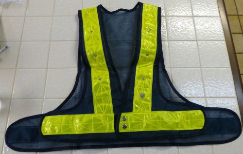 Mesh LED Blinking-Light-Up Safety Vest - Dark Blue and Yellow - Up to 48&#034; Waist