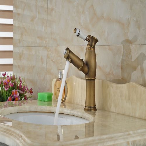 Crystal Basin Faucet Mixer Tap Antique Brass Bathroom Pull Out Sink Faucet Tap