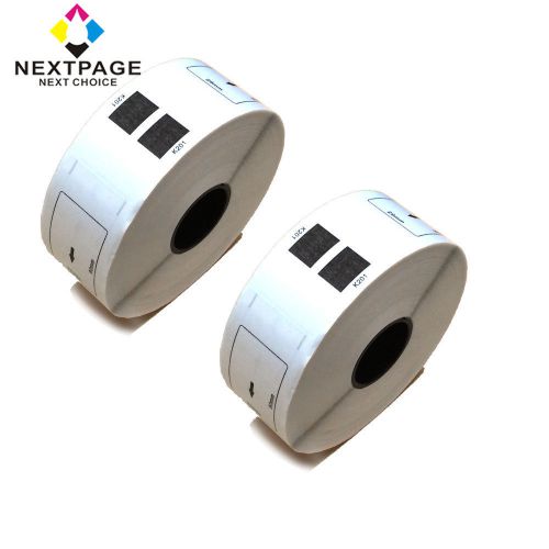 2 Compatible Brother DK-1201 paper Label Roll(1-1/7&#034; x 3-1/2&#034;) without cartridge