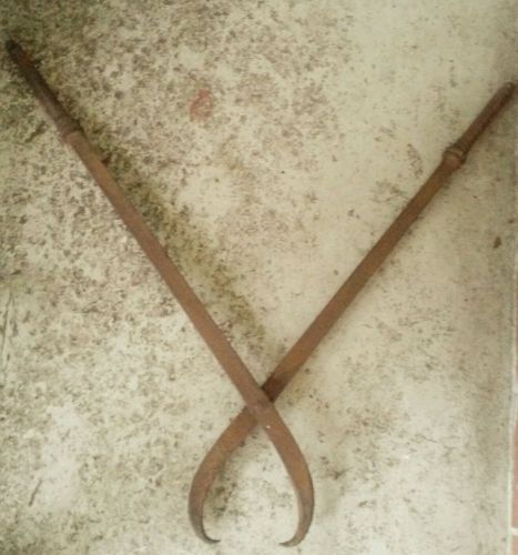 Vintage steel logging/ice  tongs-handles are 36&#034; &amp; jaw width is 14&#034;- very heavy for sale