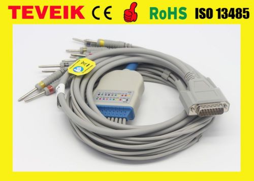 Nihon kohden ecg cable with integrated 10 leadwires,din3.0,iec,db 15 pin bj-901d for sale