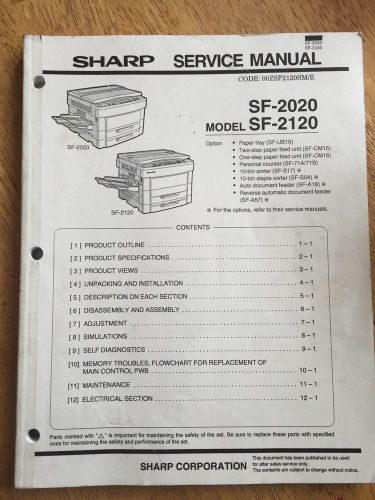 Sharp Copier sf/2020/2120 service &amp; Parts manual