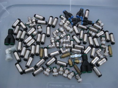HUGE LOT OF 87  PRESTOLOK  AIR FITTINGS   NEW  TUBES  ANGLE Y CONNECTORS  CLEAN