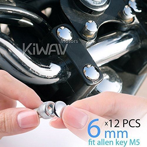 KiWAV motorcycle round bolt cap screw cover plug chrome for 6mm thread allen