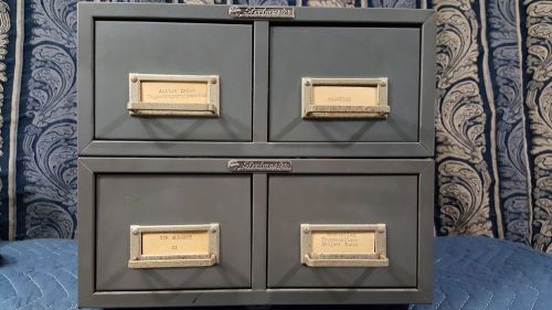 Lot of 2 Vintage Steelmaster 2 Drawers Metal File Card Storage Steel Cabinet