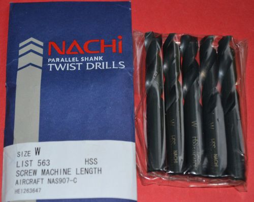 5 Pcs NACHI &#034;W&#034; Screw Machine Length - Aircraft style-Black Oxide  HSS Drills
