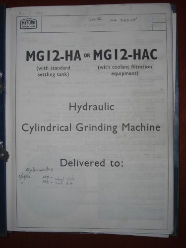 Myford MG12-HA or MG12-HAC Operator&#039;s Manual