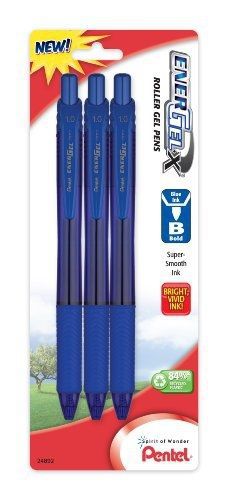 Pentel EnerGel-X Retractable Liquid Gel Pen, 1.0mm, Metal Tip, Blue Ink, Pack of