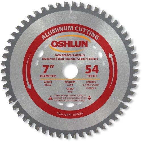 Oshlun sbnf-070054 7-inch 54 tooth tcg saw blade with 20mm arbor for aluminum for sale