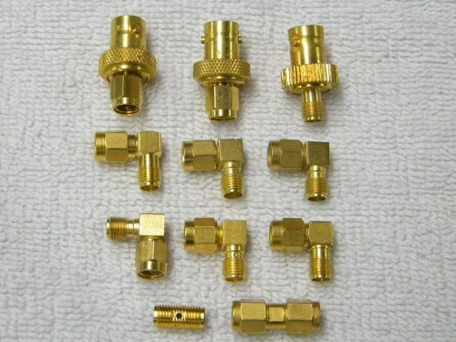 Lot of 11,Various SMA Adapters and Couplers, Gold Plated.