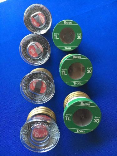 3 Buss Type TL 30A Tron Time Delay Fuses+4 Major Glass 20A Edison Screw Base Amp