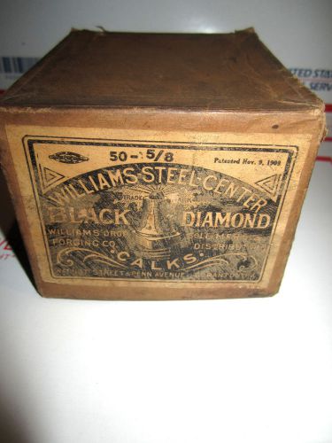 Antique williams drop forging co. &#039;black diamond&#039; horseshoe calks full box for sale