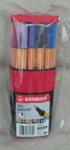 Stabilo 25x Point 88 Fineliner Pen Set With Case Assorted Colors ~ NEW