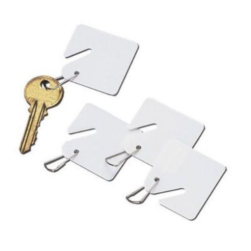Buddy Products Blank Plastic Key Tags, White, Set of 100 0017