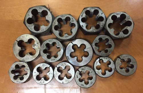 Mixed Lot of 14 Die Set - 1&#034;, 3/4&#034;, 7/8&#034;, 5/8&#034;, Thread Well, 9 NC, 8 NC, etc.