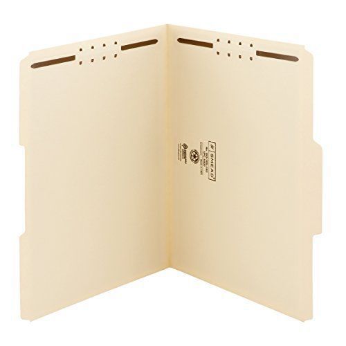 Smead Fastener File Folder, 2 Fasteners, Reinforced 1/3-Cut Tab, Letter Size,