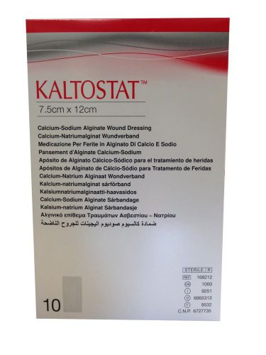 Kaltostat Calcium-Sodium Alginate Wound Dressing 7.5cm x 12cm - Pack of 10