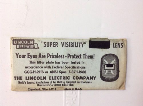 Vtg Welding Shield Lincoln 12 H NOS Filter Plate Glass Tempered Super Visibility