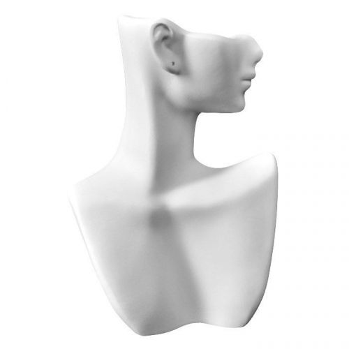 9&#034;tall WHITE PENDANT DISPLAY STAND BUST MANNEQUIN JEWELRY DISPLAY PARTIAL FACE