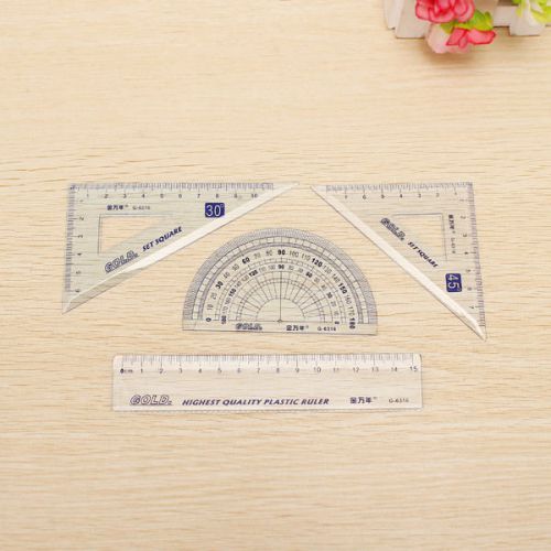 New Genvana Four Pieces Set Transparent Ruler For Student Office