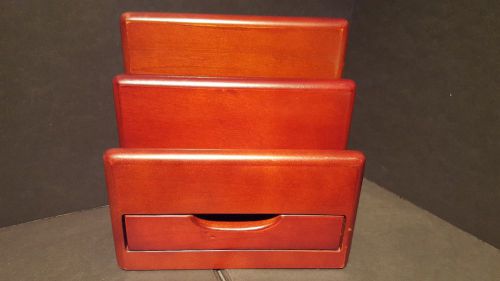 Wooden Desktop Organizer Box File Sorter Mail Drawer Storage Tray Office Prof El