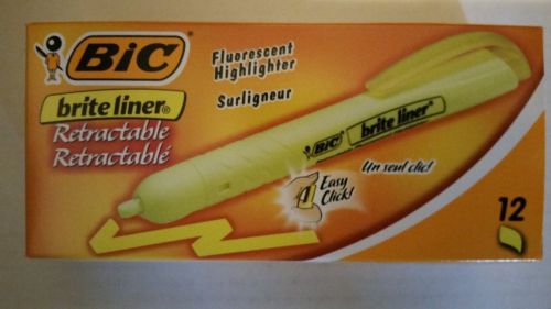 BIC Brite Liner Retractable Highlighter, Chisel Tip, Yellow, 12- Box
