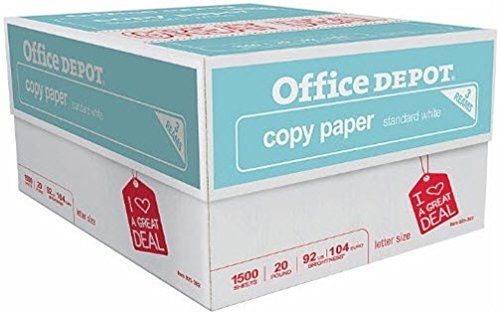 Office depot 3-ream case multipurpose copy fax laser inkjet printer paper, 8 1/2 for sale