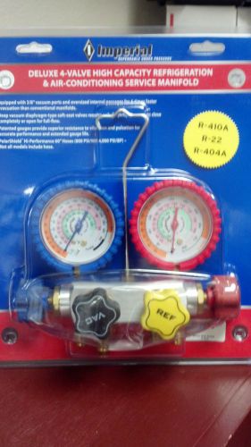 Imperial gauge set, deluxe 4-valve high capaity, r410a, r22 &amp; r404a, model 845c for sale