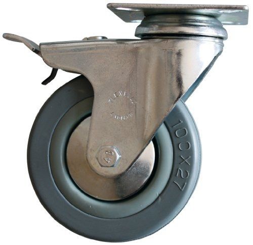 Revvo caster d series plate caster, swivel with brake, rubber wheel, plain for sale