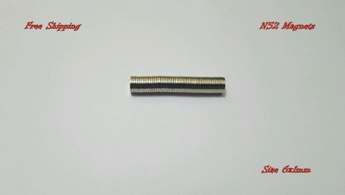 100pcs. 6x1mm 1/4&#034;x3/64&#034; N52 Strong Disc Rare Earth Neodymium Magnets