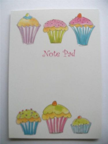 Writing Note Pad Paper Cup Cakes White Lined 30 Pages
